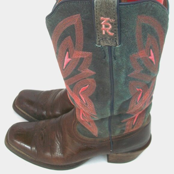 Tony Lama Handmade Embroidered Mid-Calf "R" Toe Cowgirl Boots 7.5M - Picture 5 of 11